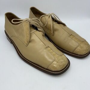 Belvedere Men's 11 Genuine Ostrich Leather Dress Shoes Tan Exotic Handmade Italy